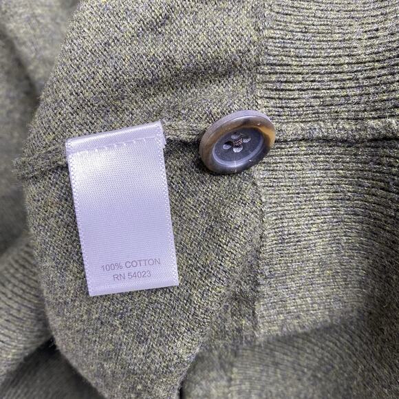Banana Republic Sweater Mens M Green Mock Neck Cotton Pullover 1/4 Button - Picture 6 of 8